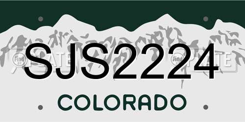 SJS2224 Colorado License Plate