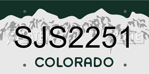 SJS2251 Colorado License Plate