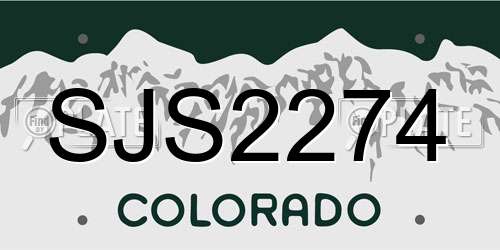 SJS2274 Colorado License Plate