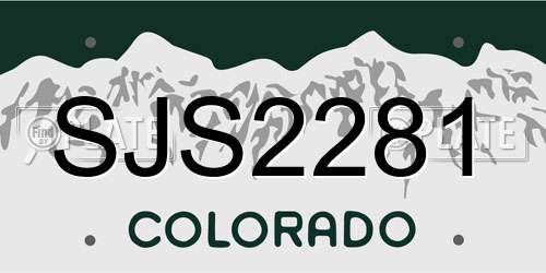 SJS2281 Colorado License Plate