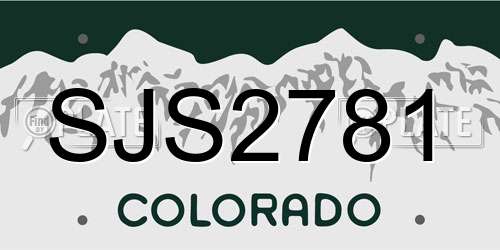 SJS2781 Colorado License Plate