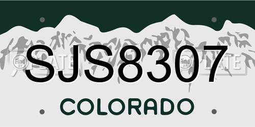 SJS8307 Colorado License Plate