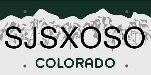 SJSXOSO Colorado License Plate