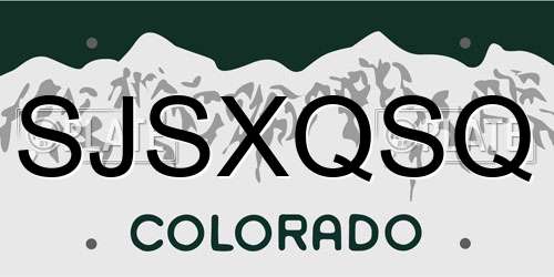 SJSXQSQ Colorado License Plate