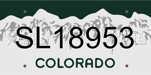 SL18953 Colorado License Plate