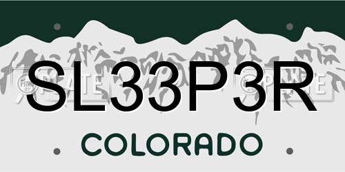 SL33P3R Colorado License Plate