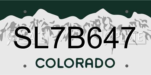 SL7B647 Colorado License Plate