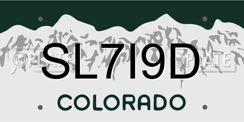 SL7I9D Colorado License Plate