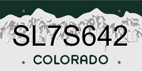 SL7S642 Colorado License Plate