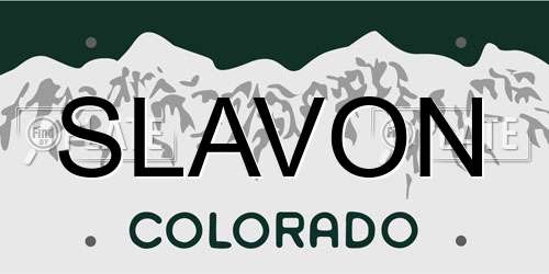 SLAVON Colorado License Plate