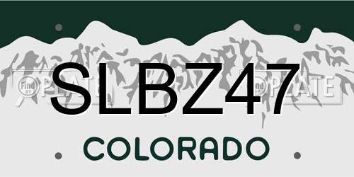 SLBZ47 Colorado License Plate
