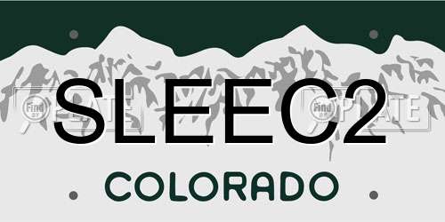 SLEEC2 Colorado License Plate