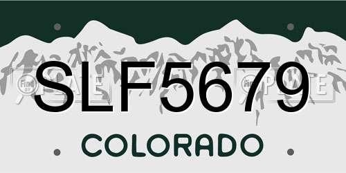 SLF5679 Colorado License Plate