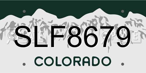 SLF8679 Colorado License Plate