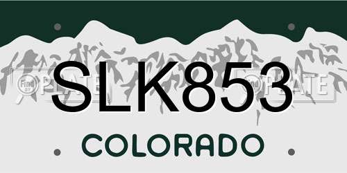 SLK853 Colorado License Plate