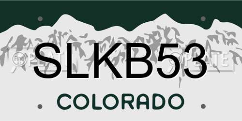SLKB53 Colorado License Plate