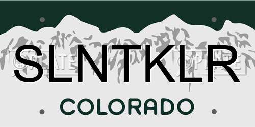 SLNTKLR Colorado License Plate