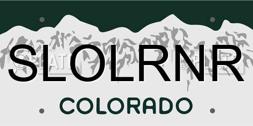SLOLRNR Colorado License Plate