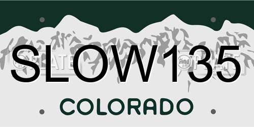 SLOW135 Colorado License Plate
