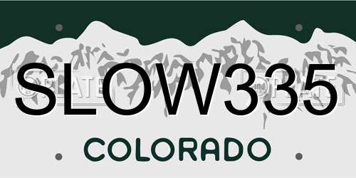 SLOW335 Colorado License Plate