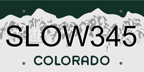 SLOW345 Colorado License Plate