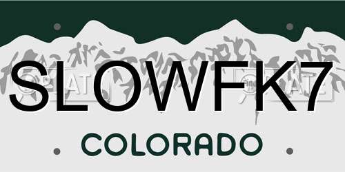 SLOWFK7 Colorado License Plate