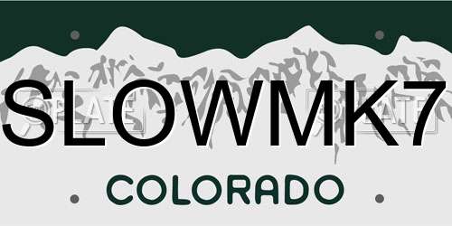 SLOWMK7 Colorado License Plate