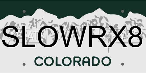 SLOWRX8 Colorado License Plate