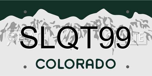 SLQT99 Colorado License Plate