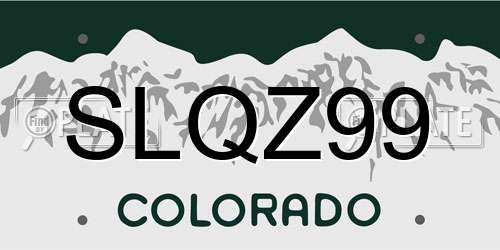SLQZ99 Colorado License Plate