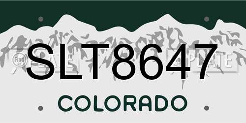 SLT8647 Colorado License Plate