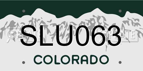 SLU063 Colorado License Plate