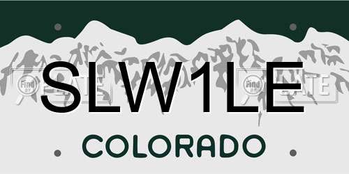 SLW1LE Colorado License Plate