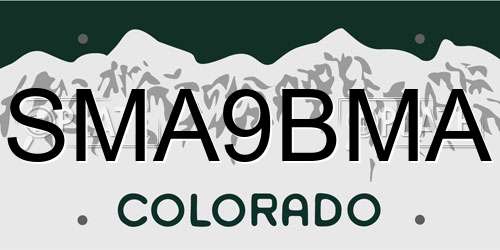 SMA9BMA Colorado License Plate