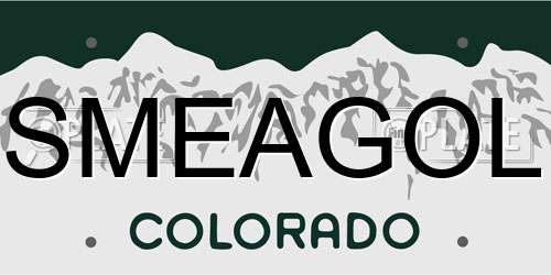 SMEAGOL Colorado License Plate