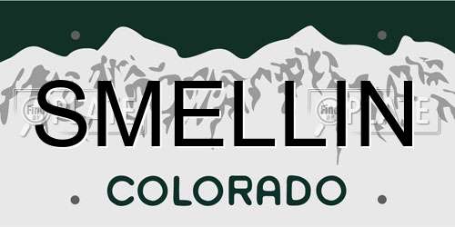 SMELLIN Colorado License Plate