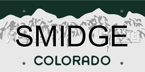SMIDGE Colorado License Plate