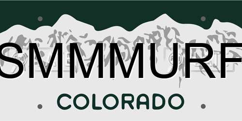 SMMMURF Colorado License Plate