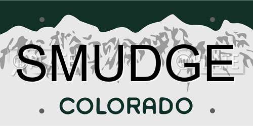 SMUDGE Colorado License Plate