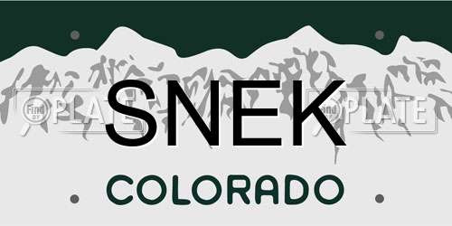 SNEK Colorado License Plate