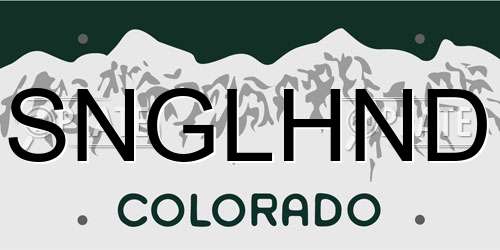 SNGLHND Colorado License Plate