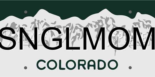 SNGLMOM Colorado License Plate