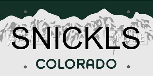 SNICKLS Colorado License Plate