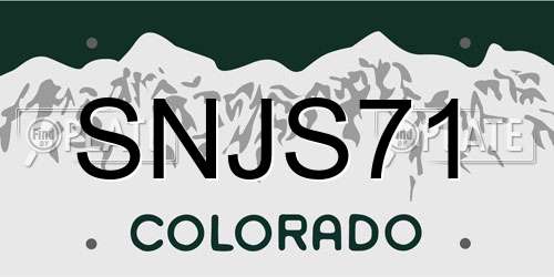 SNJS71 Colorado License Plate