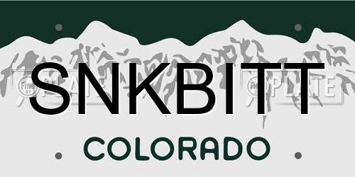 SNKBITT Colorado License Plate