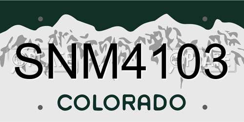 SNM4103 Colorado License Plate