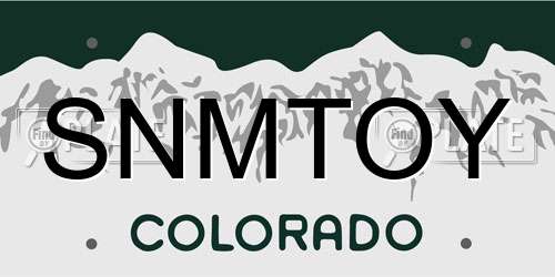 SNMTOY Colorado License Plate