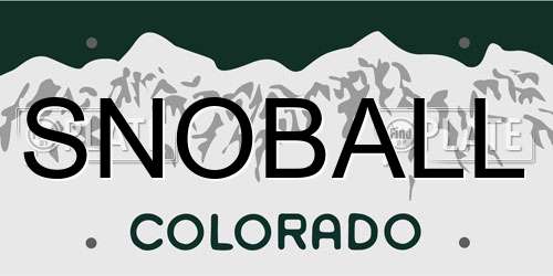 SNOBALL Colorado License Plate