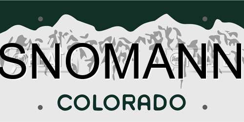 SNOMANN Colorado License Plate
