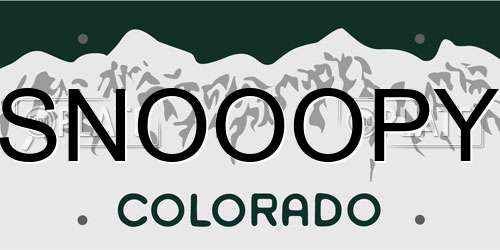SNOOOPY Colorado License Plate